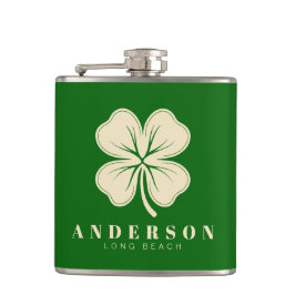 Irish Lucky Four Leaf Clover met de naam Green Vin Heupfles