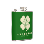 Irish Lucky Four Leaf Clover met de naam Green Vin Heupfles (Rechts)