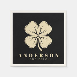 Irish Lucky Four Leaf Clover | Naam zwarte cocktai Servet