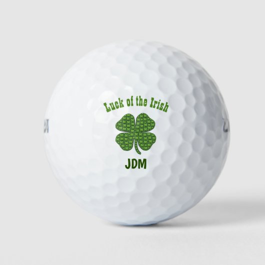 Irish Lucky Luck Clover Shamrock Monogram Initiale Golfballen (Voorkant)