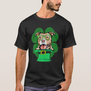 Irish Lucky Pitbull Shamrocks Green Pet St Patrick T-shirt