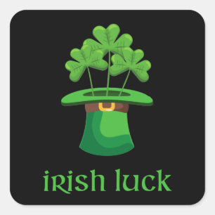 Irish Lucky Shamrock Clover Leprechaun Green Pet Vierkante Sticker