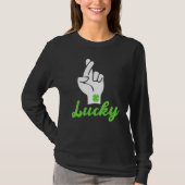 Irish Lucky Shamrock Hand Gesture Funny St Patrick T-shirt (Voorkant)