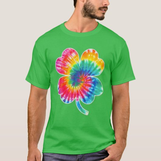 Irish Lucky Shamrock Tie Dye Clover St Patrick's D T-shirt (Voorkant)