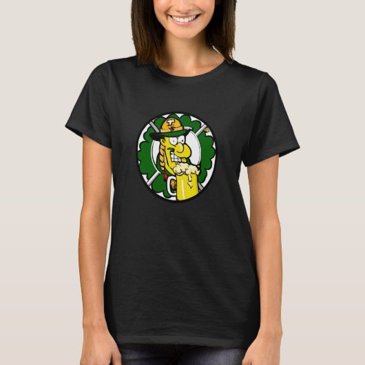 Irish lucky shamrock with beer mug St Patricks Day T-shirt (Voorkant)