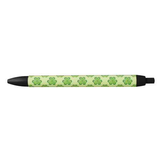 Irish Lucky Shamrocks Clovers Seamless Pattern Zwarte Inkt Pen (Voorkant)
