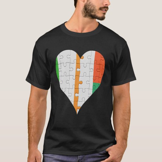 Irish Malagasy Flag Heart T-shirt (Voorkant)