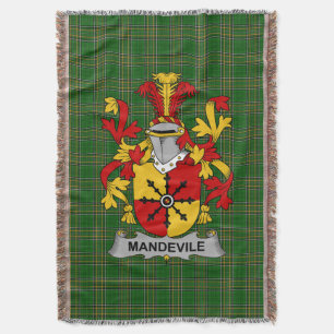 Irish Mandevile Coat of Arms Family Crest Ireland Deken