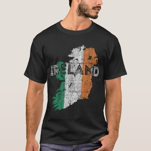 Irish Map en Flag Souvenir - Distress Ireland T-shirt (Voorkant)