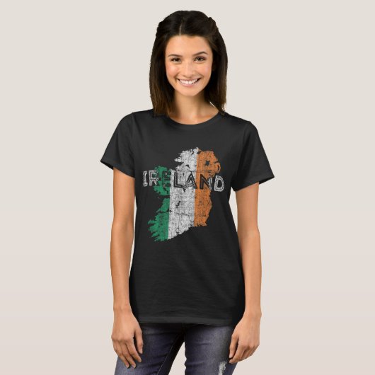 Irish Map en Flag Souvenir - Distress Ireland T-shirt (Voorkant volledig)