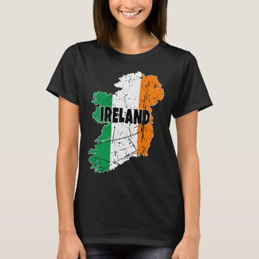 Irish Map Flag Souvenir Distressed Ireland Men Wom T-shirt (Voorkant)