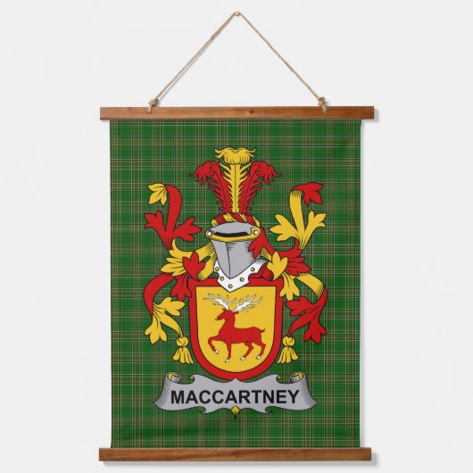 Irish McCartney or MacCartney Coat of Arms Family  Hangend Wandkleed (Voorkant)