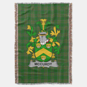 Irish McCurdy of Curdy Coat of Arms Family Crest Deken