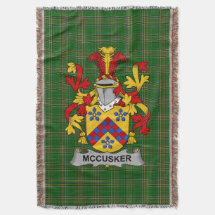 Irish McCusker of Cosker Coat of Arms Family Cres Deken