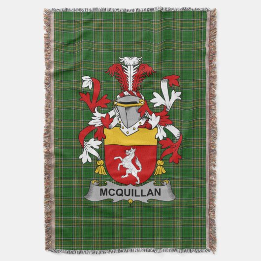 Irish McQuillan Coat of Arms Family Crest Ireland Deken (Voorkant Verticaal)