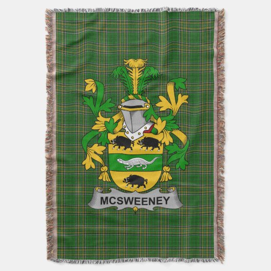 Irish McSweeney Coat of Arms Family Crest Ireland Deken (Voorkant Verticaal)