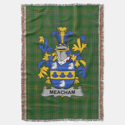 Irish Meacham Coat of Arms Family Crest Ireland Deken (Voorkant Verticaal)