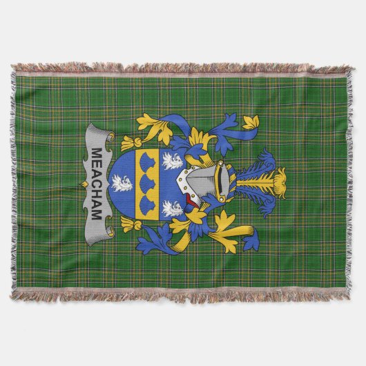 Irish Meacham Coat of Arms Family Crest Ireland Deken (Voorkant)