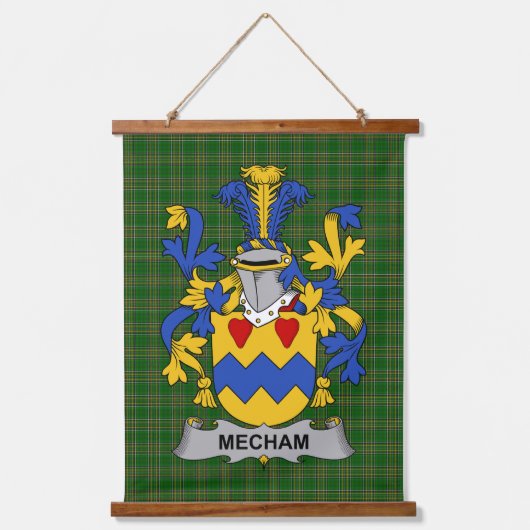 Irish Mecham Coat of Arms Family Crest Hangend Wandkleed (Voorkant)