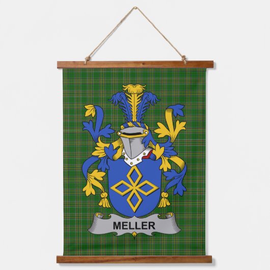 Irish Meller Coat of Arms Family Crest Hangend Wandkleed (Voorkant)