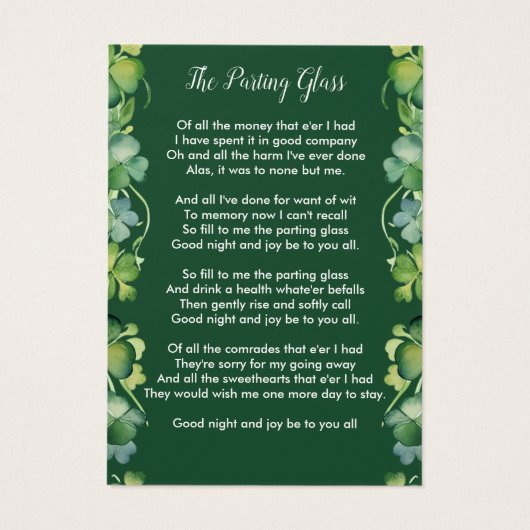 Irish Memorial Shamrock foto begrafenis Kaart (Achterkant)