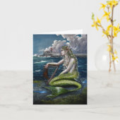 Irish Mermaid with harp wenskaart Kaart (Gele Bloem)