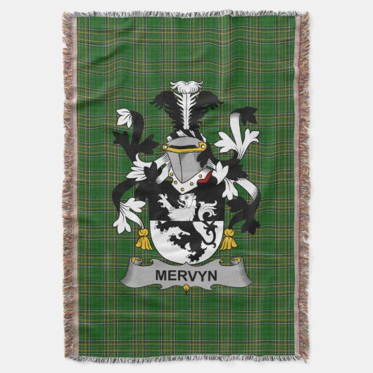 Irish Mervyn Coat of Arms Family Crest Ireland Deken (Voorkant Verticaal)