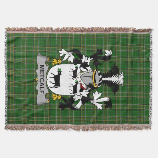 Irish Metcalf of Metcalfe Wapen Familiezorg Deken (Voorkant)