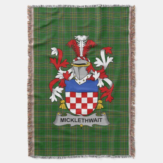 Irish Micklethwait Coat of Arms Family Crest Ierla Deken (Voorkant Verticaal)