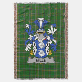 Irish Mills Coat of Arms Family Crest Ireland Deken