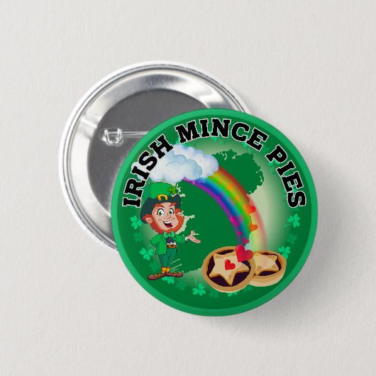 Irish Mince Pies aan het einde van een regenboog Ronde Button 5,7 Cm (Voorkant /achterkant)