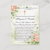 Irish Mother Mary Catholic Funeral Memorial Visitekaartje (Achterkant)