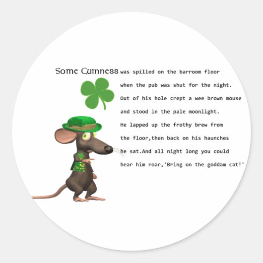 Irish Mouse drink bier Ronde Sticker (Voorkant)