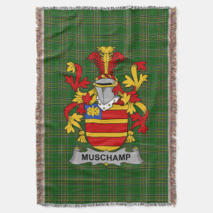 Irish Muschamp Coat of Arms Family Crest Ireland Deken