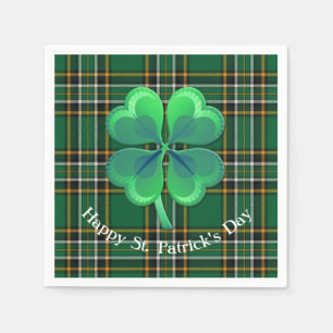 Irish National Plaid met Shamrock papier servet