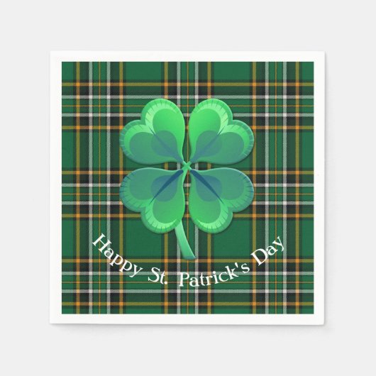 Irish National Plaid met Shamrock papier servet (Voorkant)