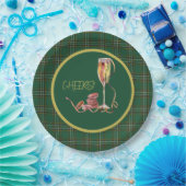 Irish National Tartan Champagne Cheers Papieren Bordje (Feest)