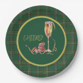 Irish National Tartan Champagne Cheers Papieren Bordje (Voorkant)