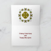 Irish National Tartan w/Celtic Cross gepersonalise Feestdagen Kaart (Binnen)