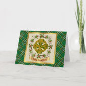 Irish National Tartan w/Celtic Cross gepersonalise Feestdagen Kaart (Voorkant)
