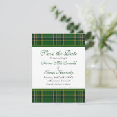 Irish National Tartan Wedding Save the Date Kaart (Staand voorkant)