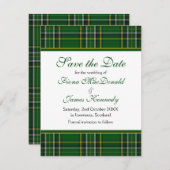 Irish National Tartan Wedding Save the Date Kaart (Voorkant / Achterkant)