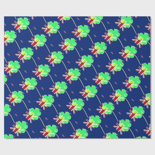Irish New Zealand Flag Shamrock Clover St. Patrick Cadeaupapier (Vlak)