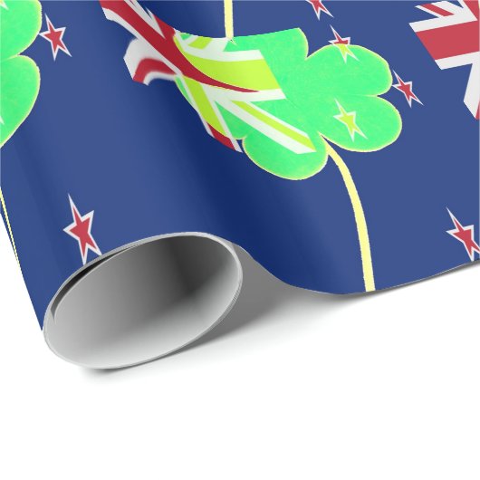 Irish New Zealand Flag Shamrock Clover St. Patrick Cadeaupapier (Rol Hoek)