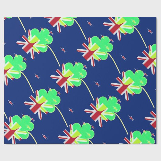 Irish New Zealand Flag Shamrock Clover St. Patrick Cadeaupapier (Vlak)