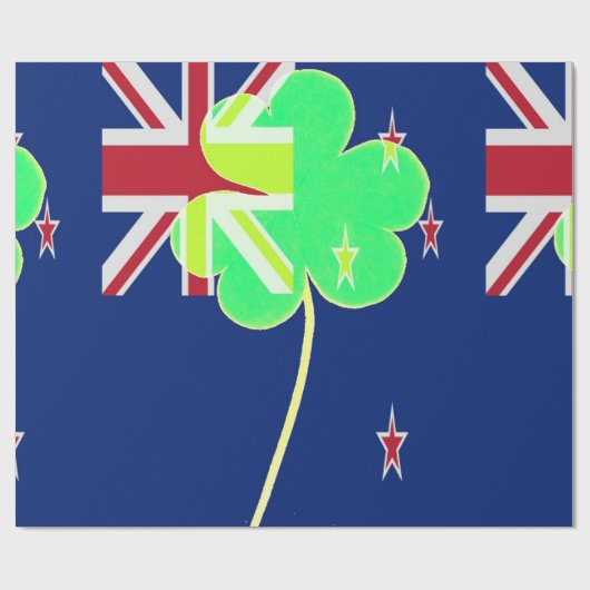 Irish New Zealand Flag Shamrock Clover St. Patrick Cadeaupapier (Vlak)