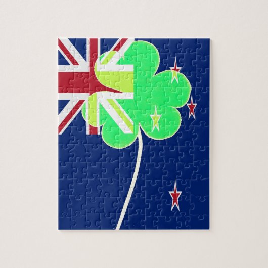 Irish New Zealand Flag Shamrock Clover St. Patrick Legpuzzel (Verticaal)