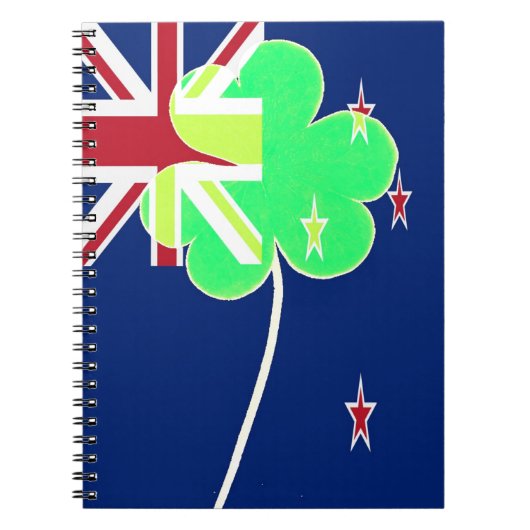 Irish New Zealand Flag Shamrock Clover St. Patrick Notitieboek (Voorkant)