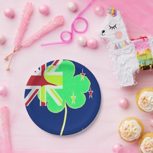 Irish New Zealand Flag Shamrock Clover St. Patrick Papieren Bordje (Feest)