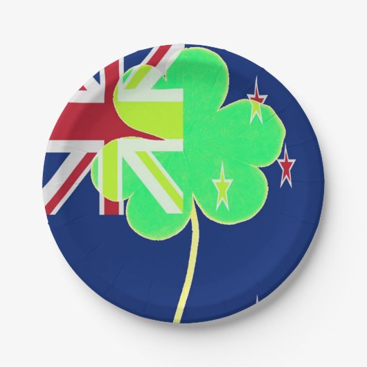 Irish New Zealand Flag Shamrock Clover St. Patrick Papieren Bordje (Voorkant)